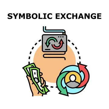 Symbolic exchange process vector color icon concept Stockillustratie