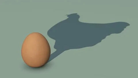 Symbolic image of the chicken and egg problem Stock Illustration