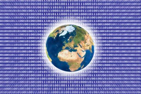 Symbolic image for cloud computing, numbers and data streams, illustration Stock Illustration