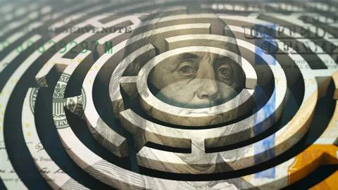 Symbolic image on the subject of the complexity of the monetary system 스톡 일러스트
