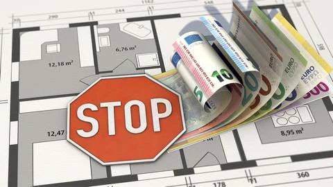 Symbolic image on the subject of extremely high construction costs Stock Illustration
