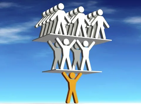 Symbolic image: Successful interworking. Successful interworking Stock Illustration