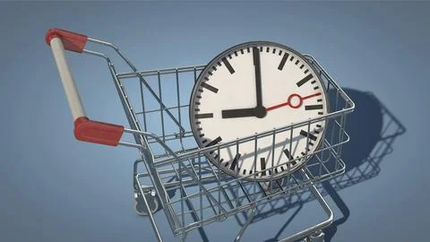 Symbolic image on the topic of buying time, working hours in retail, etc Stock Illustration