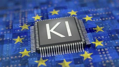 Symbolic image on the topic of the EU AI Act, regulation on artificial Stock Illustration