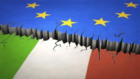 Symbolic image on the topic of Italy's exit from the EU Ilustración de archivo