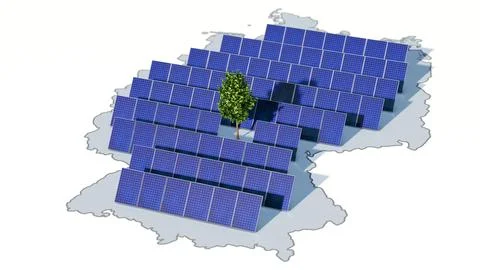 Symbolic image on the topic of land consumption by solar plants in Germany Stock Illustration