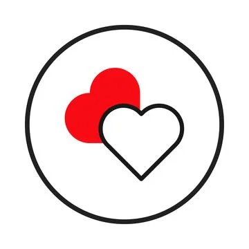Symbolic interlocked hearts within a circular frame, depicting love, connec.. Stock Illustration