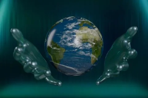 A symbolic representation of Earth held by two hands Illustrazione stock