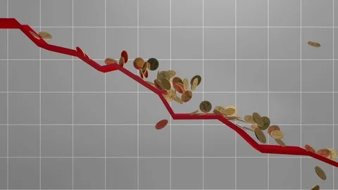Symbolic representation of falling russian ruble (3d rendering) Stock Footage 82793283