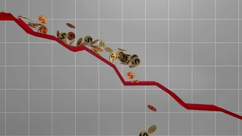 Symbolic representation of falling us dollar (3d rendering) Stock Footage 82792943