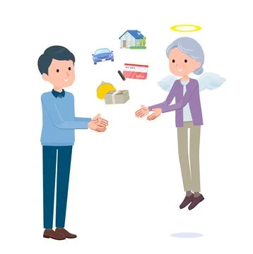 A symbolic scene of transferring assets. Ilustração Stock