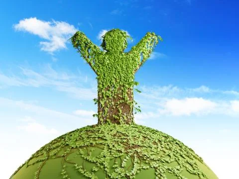 Symbolic tree man on the planet Stock Illustration