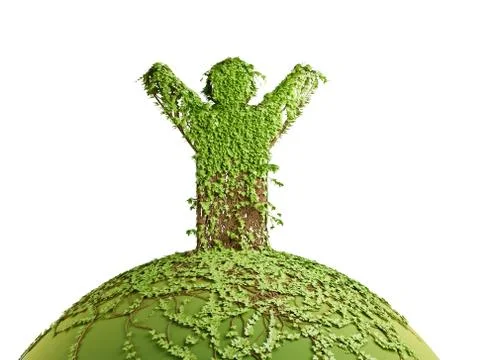 Symbolic tree man on the planet Stock Illustration