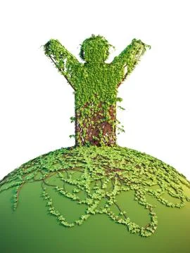 Symbolic tree man on the planet Stock Illustration