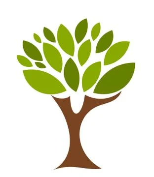 Symbolic tree with single leaves vector illustration Stock Illustration