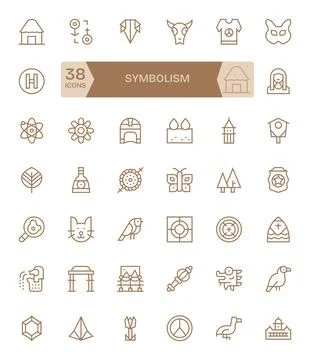 Symbolism Premium Vector Bundle with 42 256x256 Editable Regular Line Icons Stock Illustration