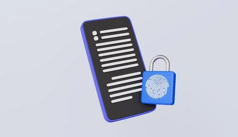 Symbolizing data protection and mobile security, smartphone with fingerprint Stock-Illustration