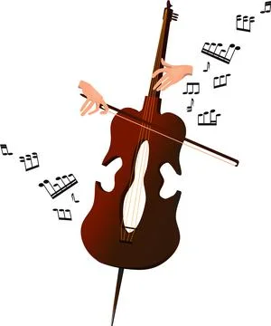 Symbolizing the image of a playing cello Stock Illustration