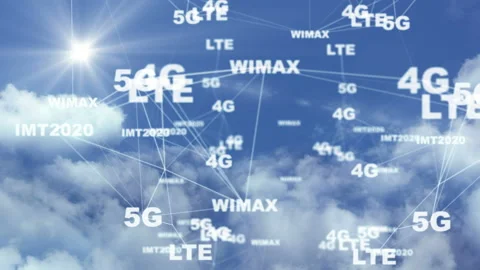Symbols 5g moving with clouds, the concept of high-speed communication Stock Footage 101988750