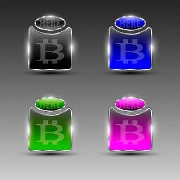 Symbols of bitcoin acceptance Stock Illustration