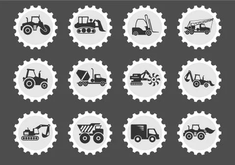 Symbols of Construction Machines Illustrazione stock