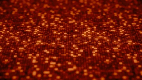 Symbols flash on a red computer screen. Loopable 3D animation Stock Footage 111062453