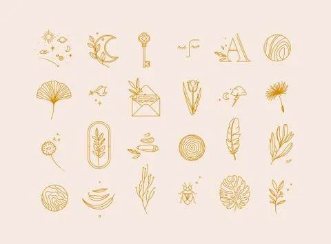 Symbols flat light beige Stock Illustration