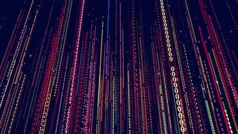 Symbols form lines, lines form grid. Vj loop hologram abstract bg blue red sci Stock Footage 217827231