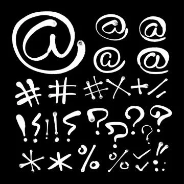 At symbols, hash, asterisk, question mark, exclamation mark. Icon set Stock Illustration