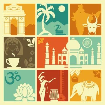 Symbols of India Stock Illustration
