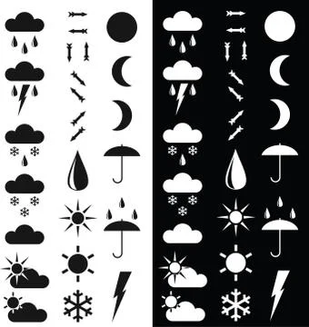 Symbols for the indication of weather. Illustrazione stock