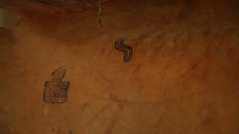 Symbols on the leather Stock Footage 74330838