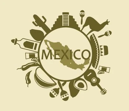 Symbols of Mexico Stock Illustration