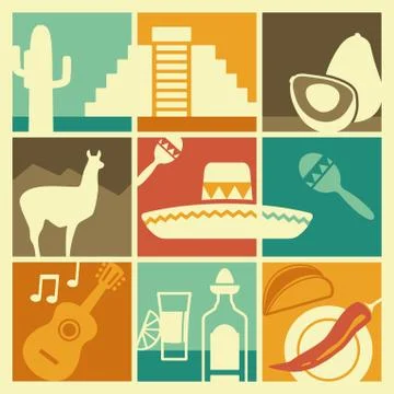 Symbols of Mexico Stock Illustration