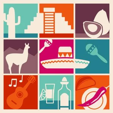 Symbols of Mexico Stock Illustration