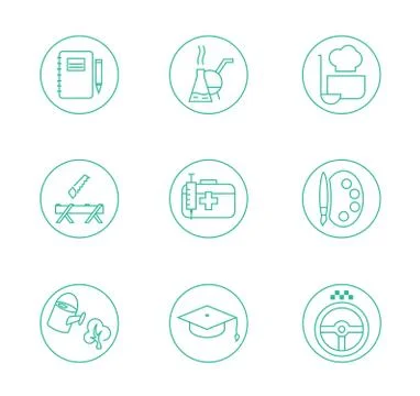 Symbols of office working at the computer  light background with different icons Illustrazione stock