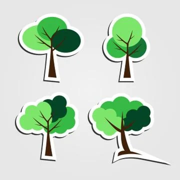 Symbols,tree icon set Stock Illustration