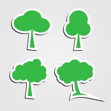 Symbols,tree icon set Stock Illustration