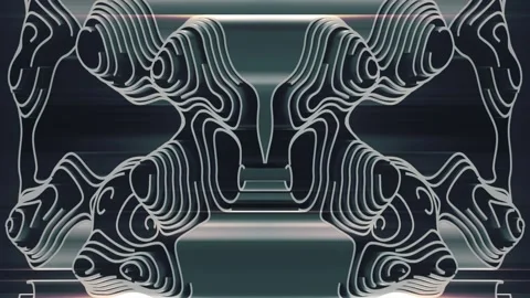 Symmetric 3D Topographic Loop Dark Teal Background Stock Footage 335783581