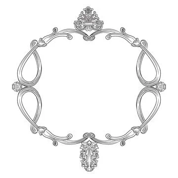 Symmetric baroque hand drawn frame vector illustration Illustrazione stock
