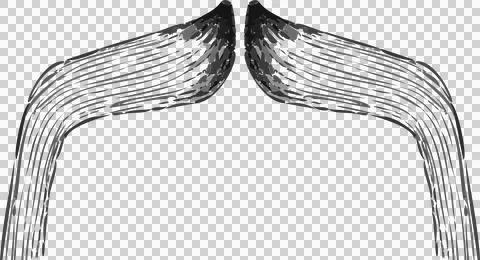 Symmetric brush forms shaping wings meeting at apex flowing filaments on Illustrazione stock