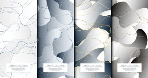 Symmetric collection abstract pattern hexagonal geometic navy blue background Stock Illustration