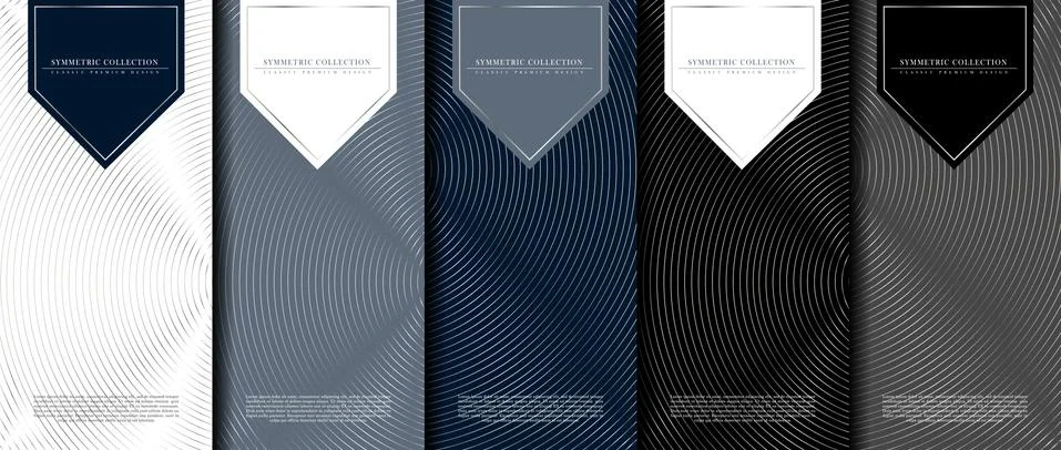 Symmetric collection abstract pattern illusion background card template vecto Stock Illustration
