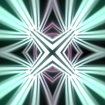 Symmetric cross shaped neon rays mint and soft pink abstract 3D pattern イラスト素材