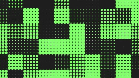 Symmetric grid interlocking black and green dots pattern Stock Footage 258941066