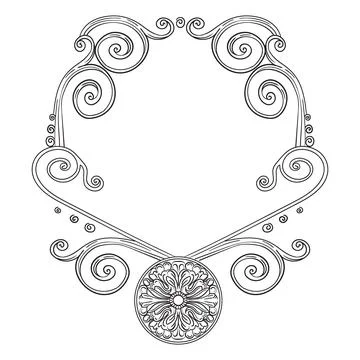 Symmetric hand drawing baroque frame with scroll element vector illustration Stockillustratie