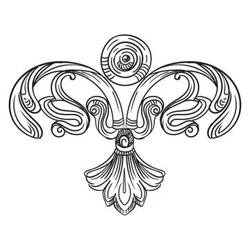 Symmetric hand drawing scroll design element vector illustration Illustrazione stock