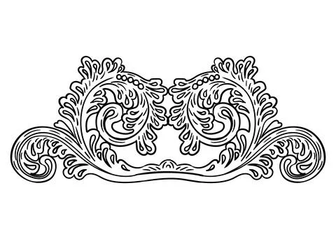 Symmetric horizontal hand drawing scroll design element vector illustration Stock Illustration