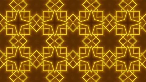 A symmetric mosaic orange neon pattern on a black background Stock Footage 156709573