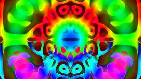 Symmetric Pattern Blob Wave Liquid Abstract Alien Neon Trippy Stock Illustration